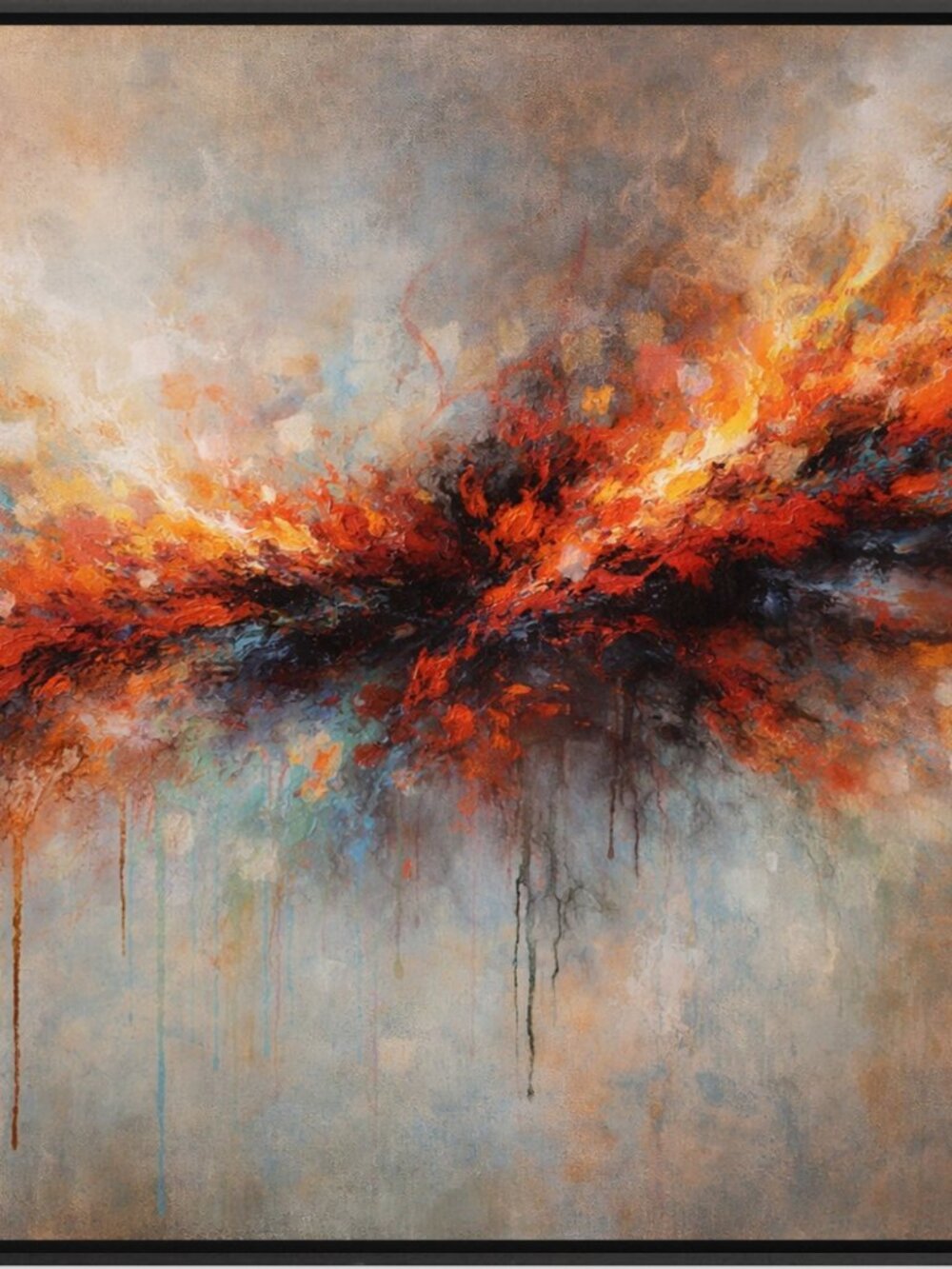 Abstract Red Orange Wall Art Modern Painting Print